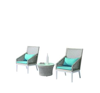 Provence Set of 2 Tall Highback Chairs with Coffee Table