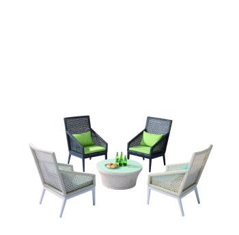 Provence Set of 4 Tall Highback Chairs with Coffee Table