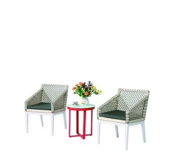 Provence Set of 2 Chairs with woven sides with Side Table