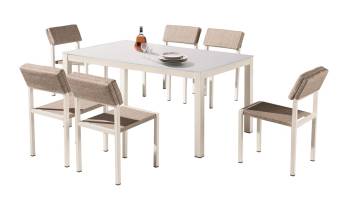 Barite Dining Set For 6 With Armless Chairs