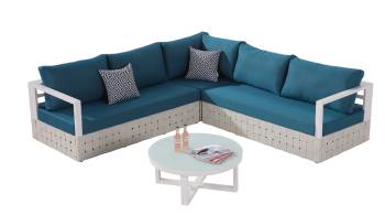 Edge Sectional Sofa Set for 5 with Round Coffee Table