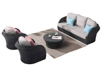 Evian Rounded 5 Seater Sofa Set with 2 Club Chairs