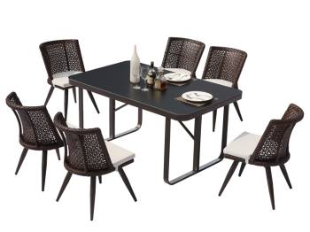 Evian Small Armless Dining Set for 6