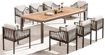 Hyacinth Dining Set for 8 with Sidestraps