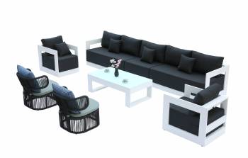 Lusso Sofa Set With Venice Rounded Rope Chairs