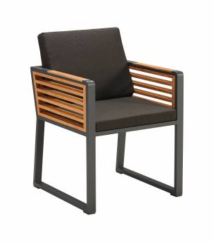 AVANT DINING CHAIR WITH ARMS AND TEAK SIDE PANELS - QUICK SHIP 