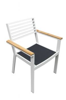 Avant Stackable Dining Chair With Teak Armrests - QUICK SHIP 