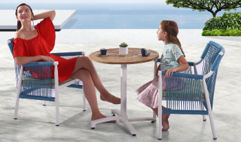 Venice Round Bistro Dining Set for 2 with Woven Sides