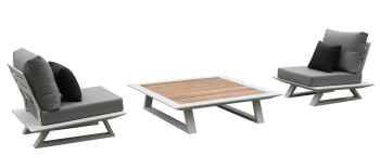 Luxe Club Chair Set for 2 with a Square Coffee Table