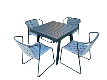 Martinique Dining Set For 4 with All Aluminum Dining Table - QUICK SHIP 