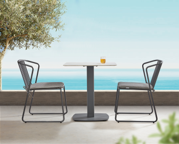 Martinique Dining Set For 2 with All Aluminum Dining Chairs 