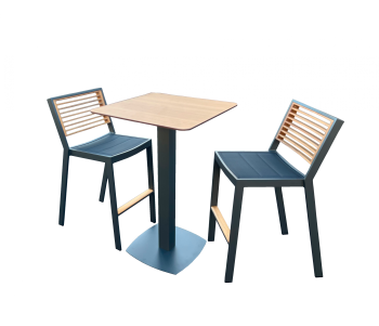 Martinique Bistro Bar Set For 2 with Armless Bar Stools 